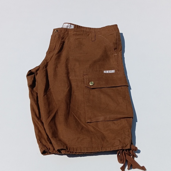 BABY PHAT Women's Brown Linen / Cotton Blend Cargo Shorts - 13 - Picture 3 of 7
